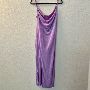 Solid cowl neck slit maxi dress (large)